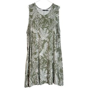 Tahari Leaf Fern Sleeveless Comfort Lounge Summer Dress